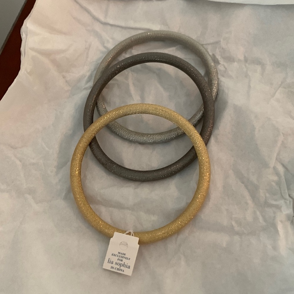 Lia Sophia set of 3 mixed metal bangle bracelets